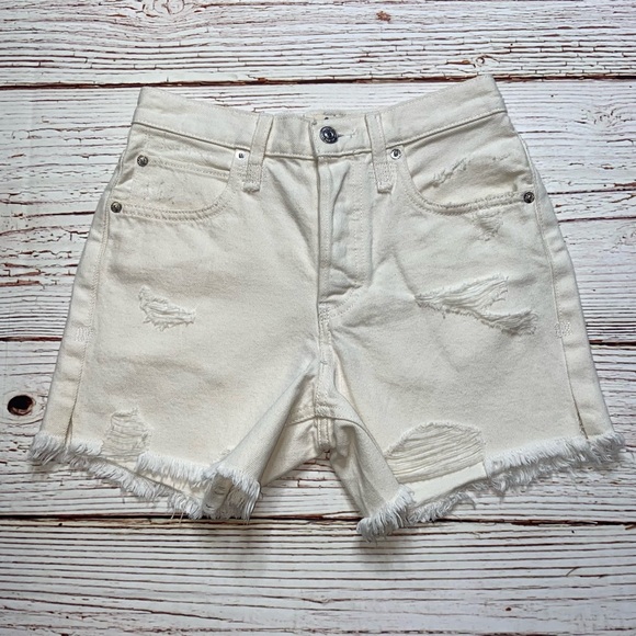 Free People We The Free Loving Good Vibrations Cut Off Jean Shorts Sz 24 - Picture 6 of 14
